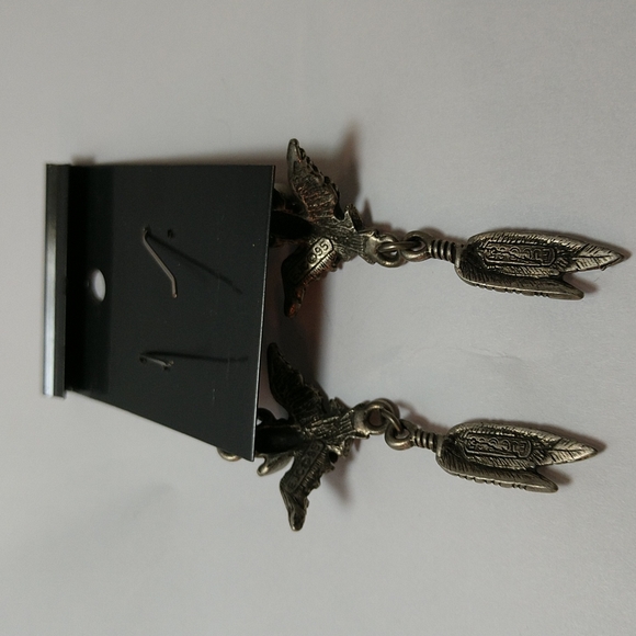 🆕 Earrings American Made Pewter Cowboy Angel Tribal Feathers French Wires NWT - Picture 6 of 7